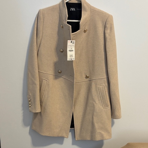Zara Jackets & Blazers - Zara Camel Beige Military-Style Coat with Gold Buttons *never worn-*